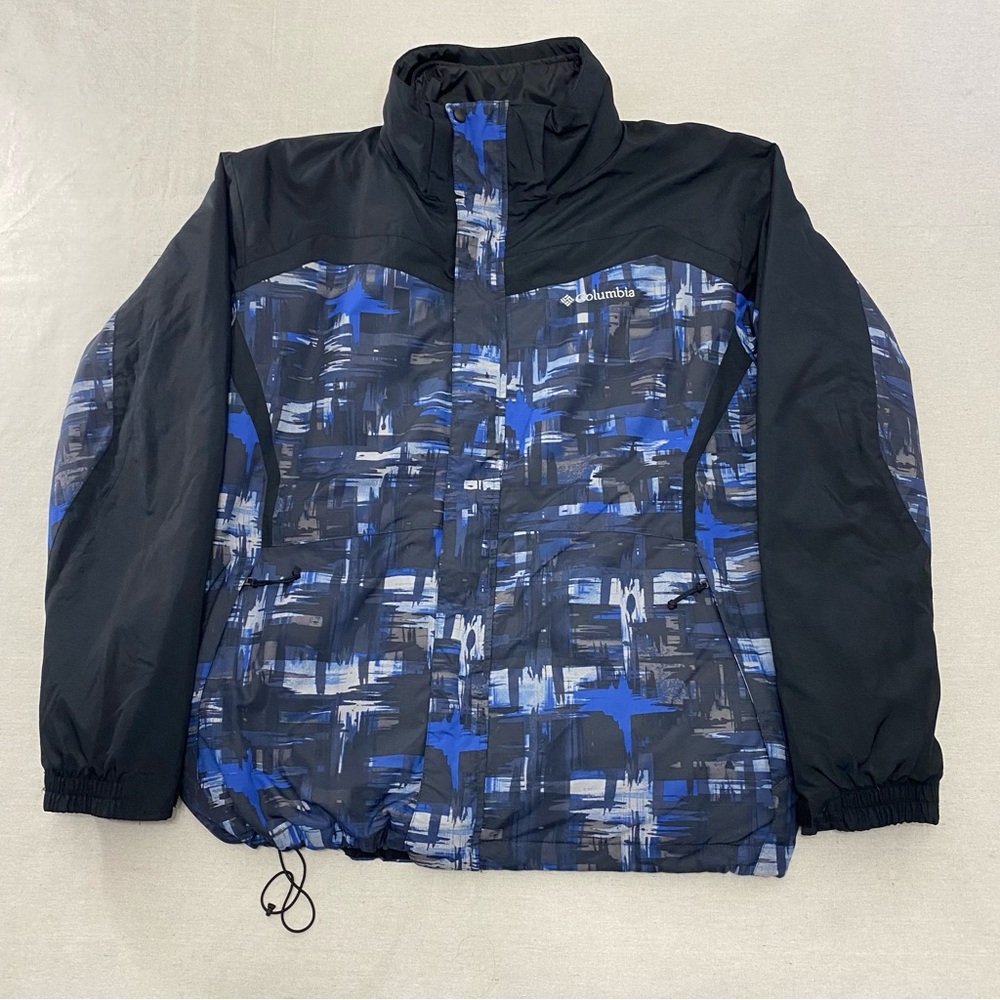Columbia Jacket Mens XL Black Blue 3 In 1 Padded Hooded Casual Interchange Coat